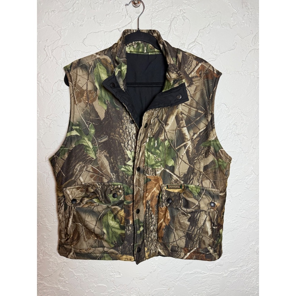 Remington Mens Camo Hunting Vest Hardwoods Green Padded Full Zip Medium